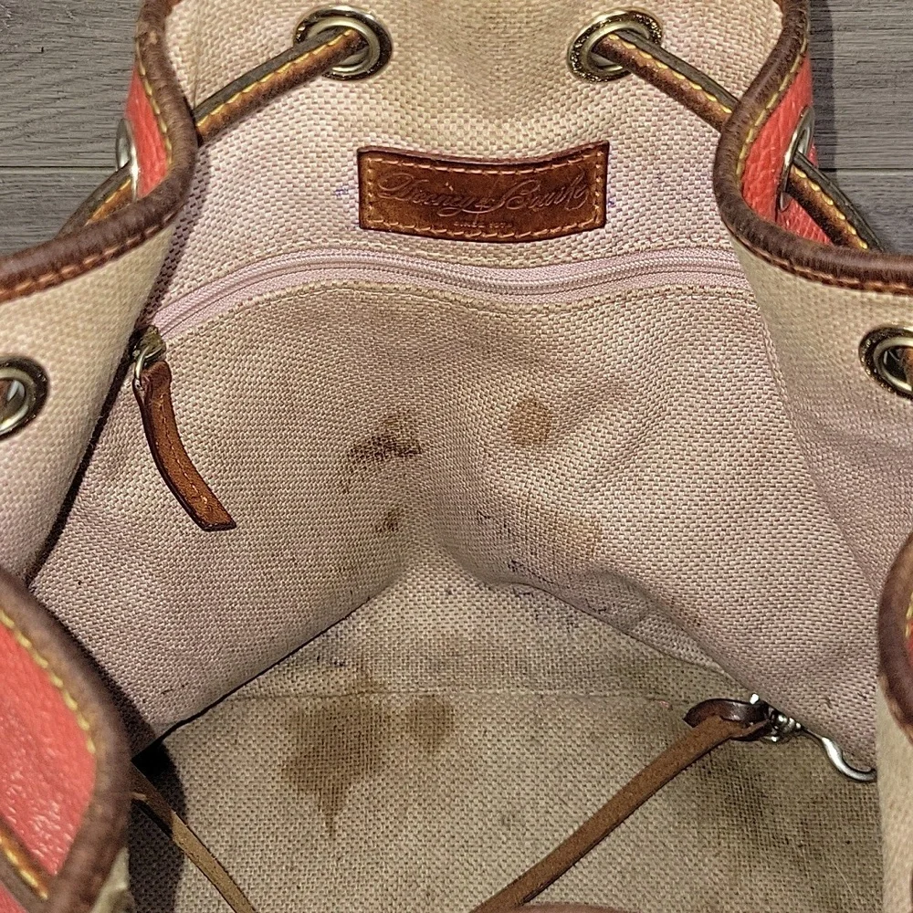 Vintage Dooney & Bourke Red Pebble Leather Drawstring Shoulder Bag